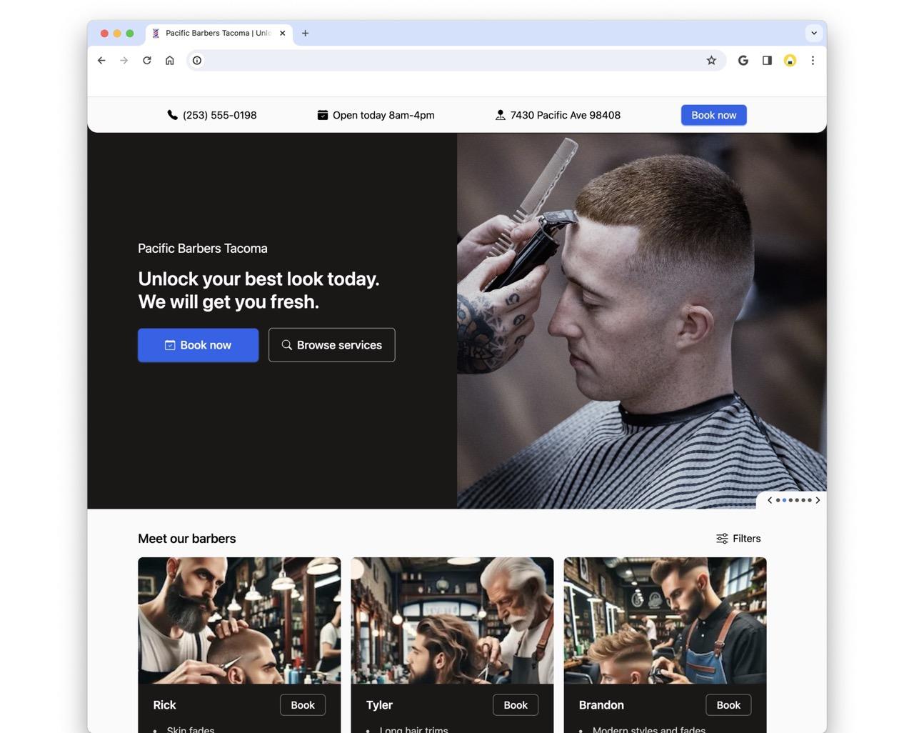 Pacific Barbers on desktop